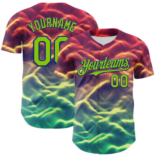 Custom Black Neon Green-Royal 3D Pattern Design Rave Psychedelic Tiny Spot Authentic Baseball Jersey - Sky-Custom