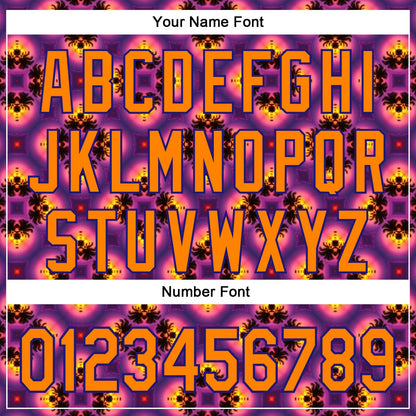 Custom Purple Bay Orange-Dark Purple 3D Pattern Design Rave Psychedelic Flower Authentic Baseball Jersey - Sky-Custom