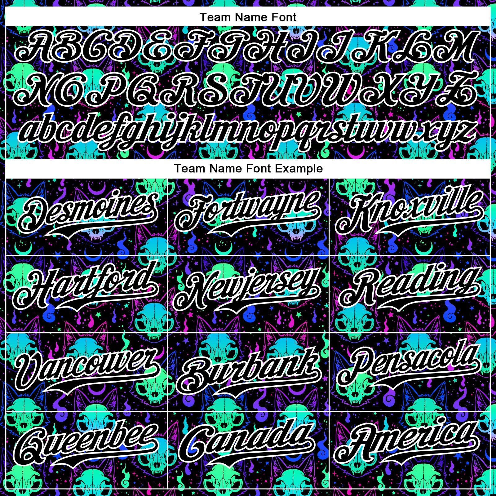 Custom Black White 3D Pattern Design Rave Psychedelic Neon Cat Skull Authentic Baseball Jersey - Sky-Custom