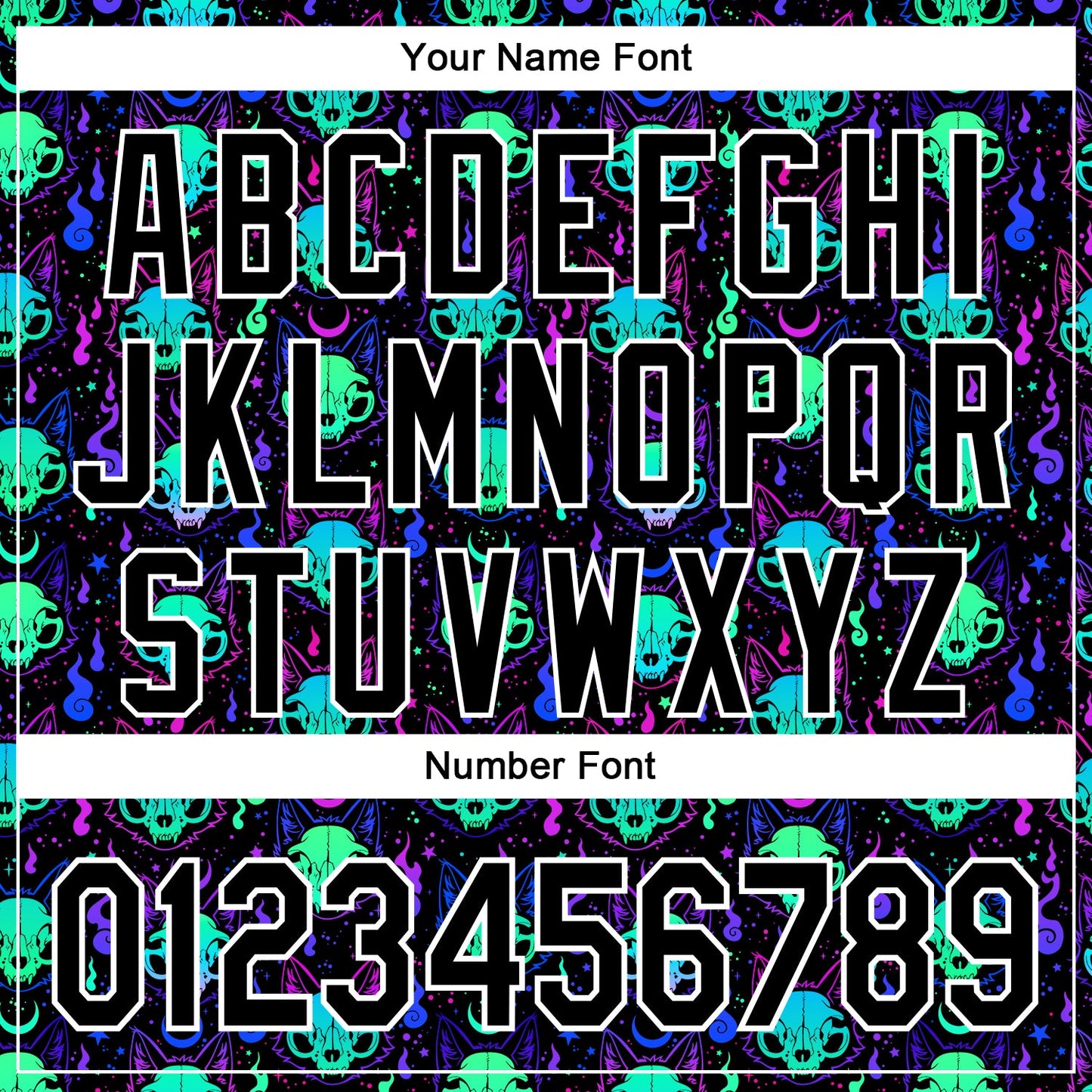 Custom Black White 3D Pattern Design Rave Psychedelic Neon Cat Skull Authentic Baseball Jersey - Sky-Custom