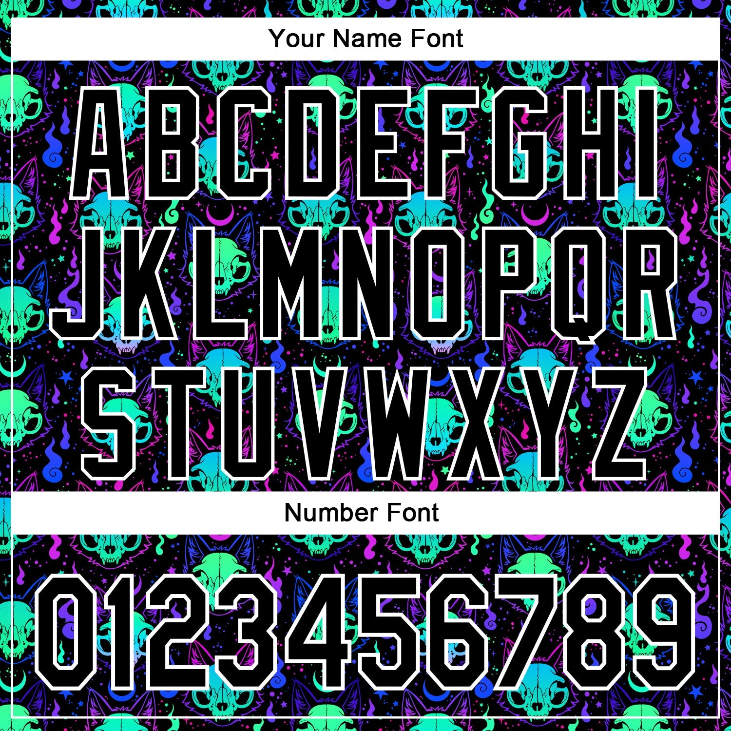 Custom Black White 3D Pattern Design Rave Psychedelic Neon Cat Skull Authentic Baseball Jersey - Sky-Custom