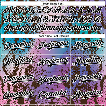 Custom Pink Black-White 3D Pattern Design Rave Psychedelic Snakeskin Authentic Baseball Jersey - Sky-Custom