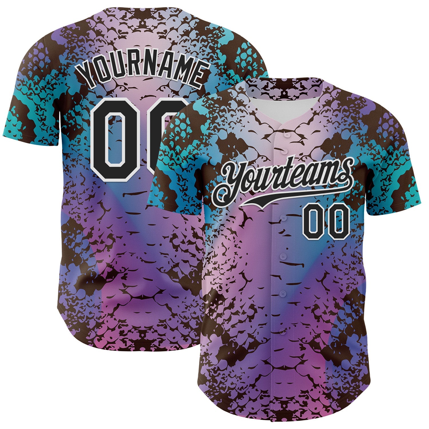 Custom Pink Black-White 3D Pattern Design Rave Psychedelic Snakeskin Authentic Baseball Jersey - Sky-Custom