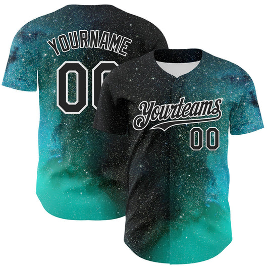 Custom Black White 3D Pattern Design Rave Psychedelic Space Galaxy Star Authentic Baseball Jersey - Sky-Custom