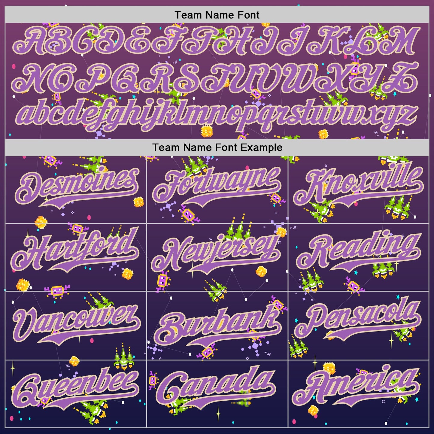 Custom Purple Medium Purple-City Cream 3D Pattern Design Retro Pixel Arcade Game Authentic Baseball Jersey - Sky-Custom