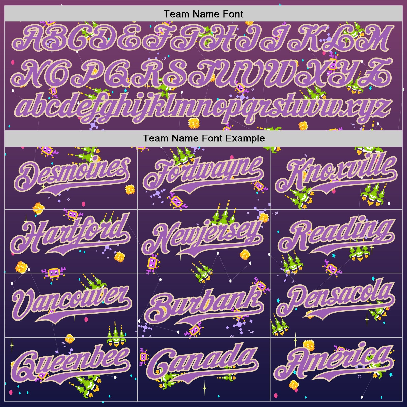 Custom Purple Medium Purple-City Cream 3D Pattern Design Retro Pixel Arcade Game Authentic Baseball Jersey - Sky-Custom