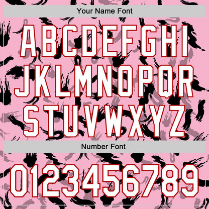 Custom Light Pink White-Red 3D Pattern Design Graffiti Ink Brush Stroke Authentic Baseball Jersey - Sky-Custom