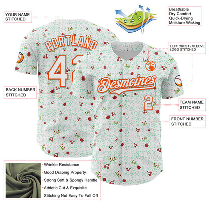 Custom White Orange 3D Pattern Design Retro Pixel Arcade Game Authentic Baseball Jersey - Sky-Custom