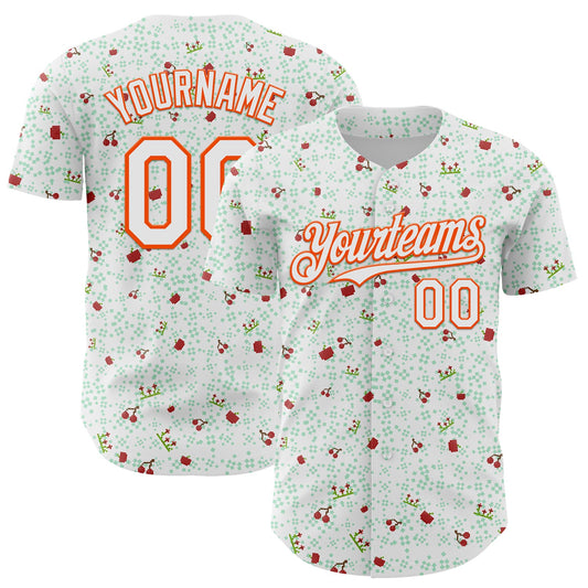 Custom White Orange 3D Pattern Design Retro Pixel Arcade Game Authentic Baseball Jersey - Sky-Custom