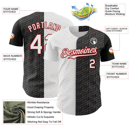 Custom Black White-Red 3D Pattern Design Constellation Space Galaxy Star Authentic Baseball Jersey - Sky-Custom
