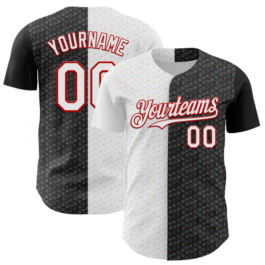 Custom Black White-Red 3D Pattern Design Constellation Space Galaxy Star Authentic Baseball Jersey - Sky-Custom