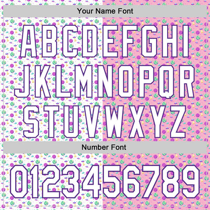Custom Light Pink White-Purple 3D Pattern Design Pixel Universe Authentic Baseball Jersey - Sky-Custom