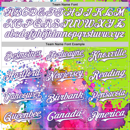 Custom Neon Green White-Purple 3D Pattern Design Graffiti Splash And Constellation Space Galaxy Star Authentic Baseball Jersey - Sky-Custom