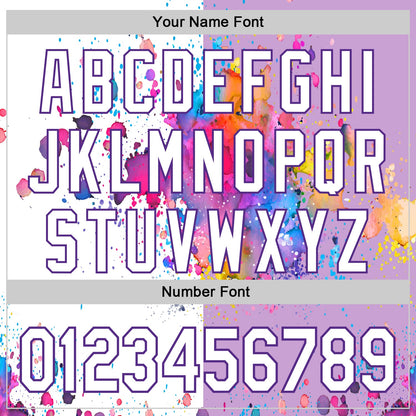 Custom Light Purple White-Purple 3D Pattern Design Graffiti Splash Authentic Baseball Jersey - Sky-Custom