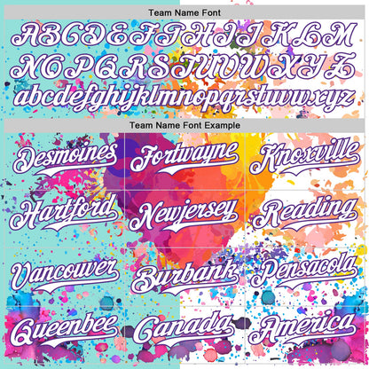 Custom White Ice Blue-Purple 3D Pattern Design Graffiti Splash Authentic Baseball Jersey - Sky-Custom