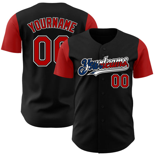 Custom Black Red White-Puerto Rican Flag 3D Puerto Rico Authentic Baseball Jersey - Sky-Custom