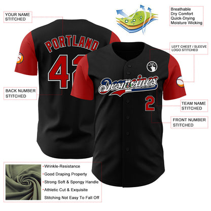 Custom Black Red White-Dominican Republic Flag 3D Dominican Republic Authentic Baseball Jersey - Sky-Custom