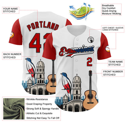 Custom White Red Black-Cuban Flag 3D Cuba Santiago Authentic Baseball Jersey - Sky-Custom