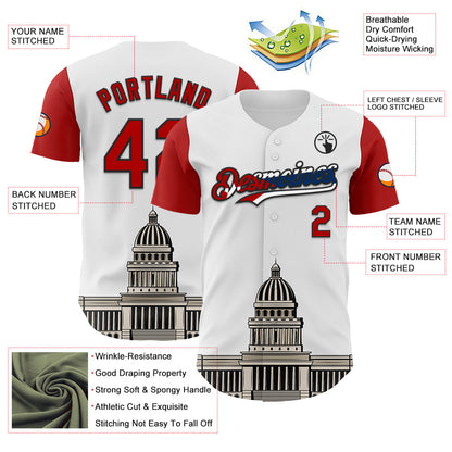 Custom White Red Black-Cuban Flag 3D Cuba Havana Authentic Baseball Jersey - Sky-Custom