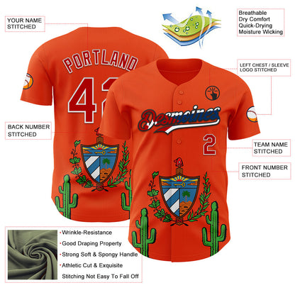 Custom Orange Red White Cuban Flag-Black 3D Cuba Authentic Baseball Jersey - Sky-Custom