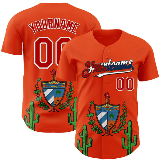 Custom Orange Red White Cuban Flag-Black 3D Cuba Authentic Baseball Jersey - Sky-Custom