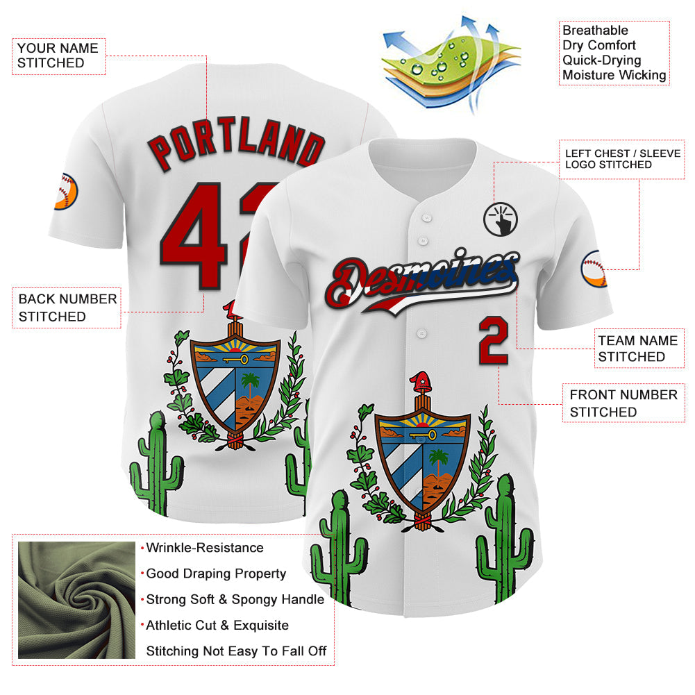 Custom White Red Black-Cuban Flag 3D Cuba Authentic Baseball Jersey - Sky-Custom
