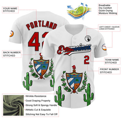 Custom White Red Black-Cuban Flag 3D Cuba Authentic Baseball Jersey - Sky-Custom