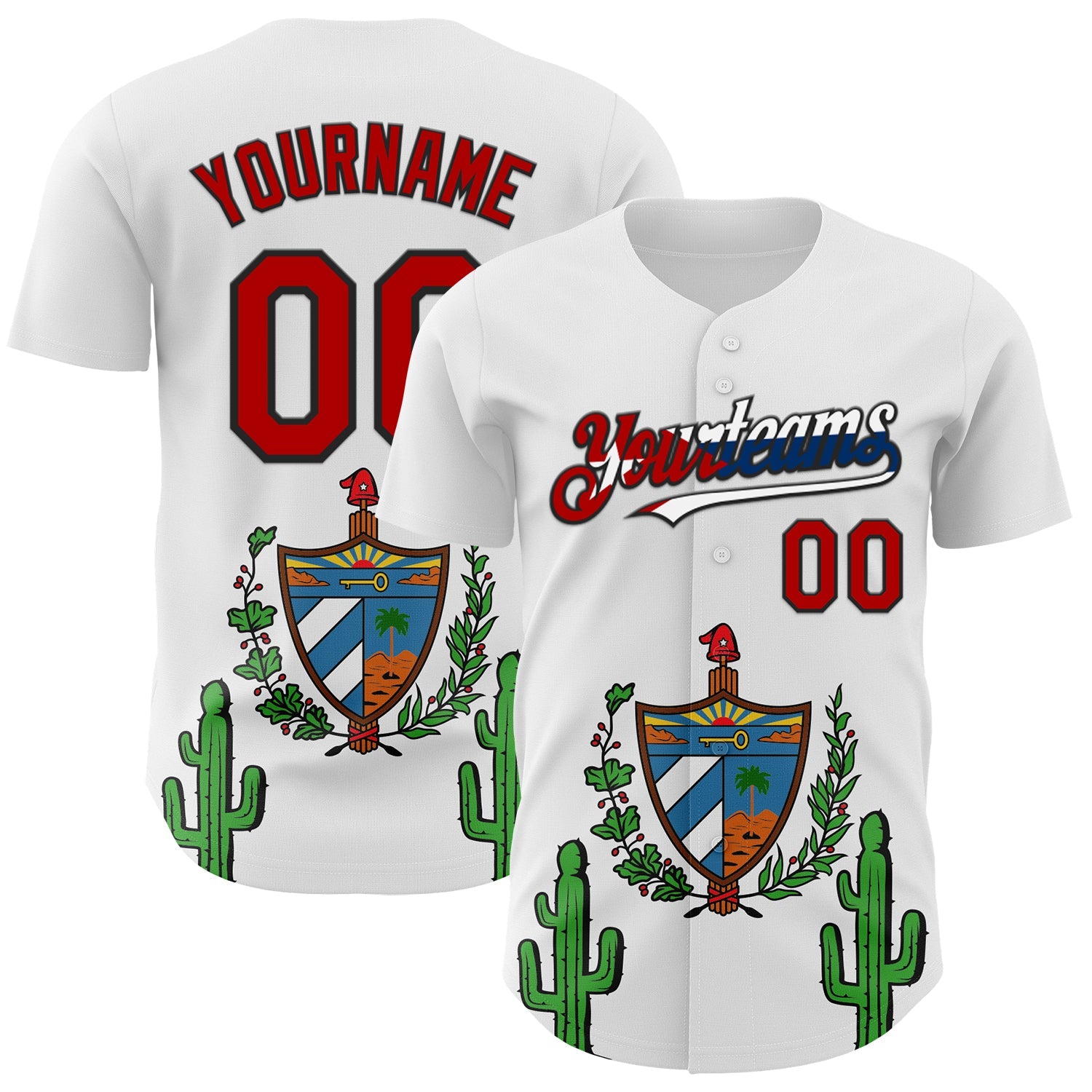 Custom White Red Black-Cuban Flag 3D Cuba Authentic Baseball Jersey - Sky-Custom