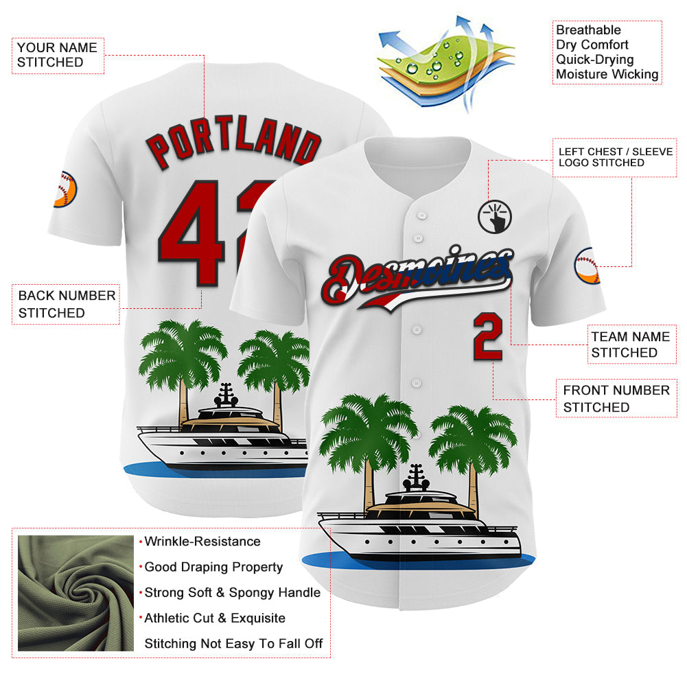Custom White Red Black-Cuban Flag 3D Cuba Authentic Baseball Jersey - Sky-Custom