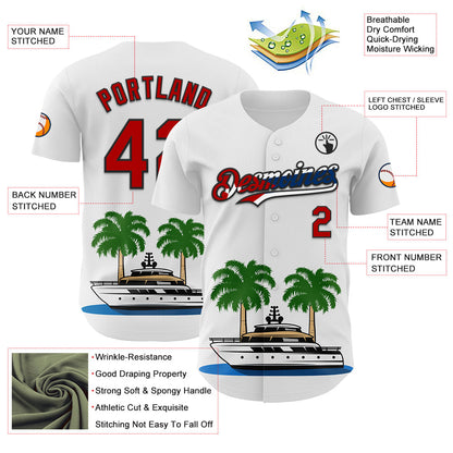 Custom White Red Black-Cuban Flag 3D Cuba Authentic Baseball Jersey - Sky-Custom