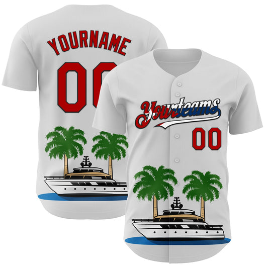 Custom White Red Black-Cuban Flag 3D Cuba Authentic Baseball Jersey - Sky-Custom