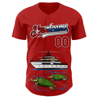 Custom Red Black White-Cuban Flag 3D Cuba Authentic Baseball Jersey - Sky-Custom