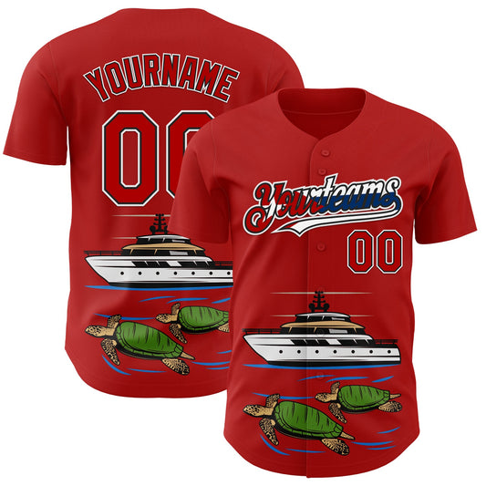 Custom Red Black White-Cuban Flag 3D Cuba Authentic Baseball Jersey - Sky-Custom