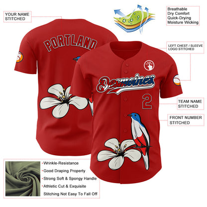 Custom Red Black White-Cuban Flag 3D Cuba Authentic Baseball Jersey - Sky-Custom