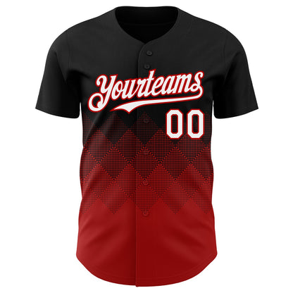 Custom Black White-Red 3D Gradient Square Shape Authentic Baseball Jersey - Sky-Custom