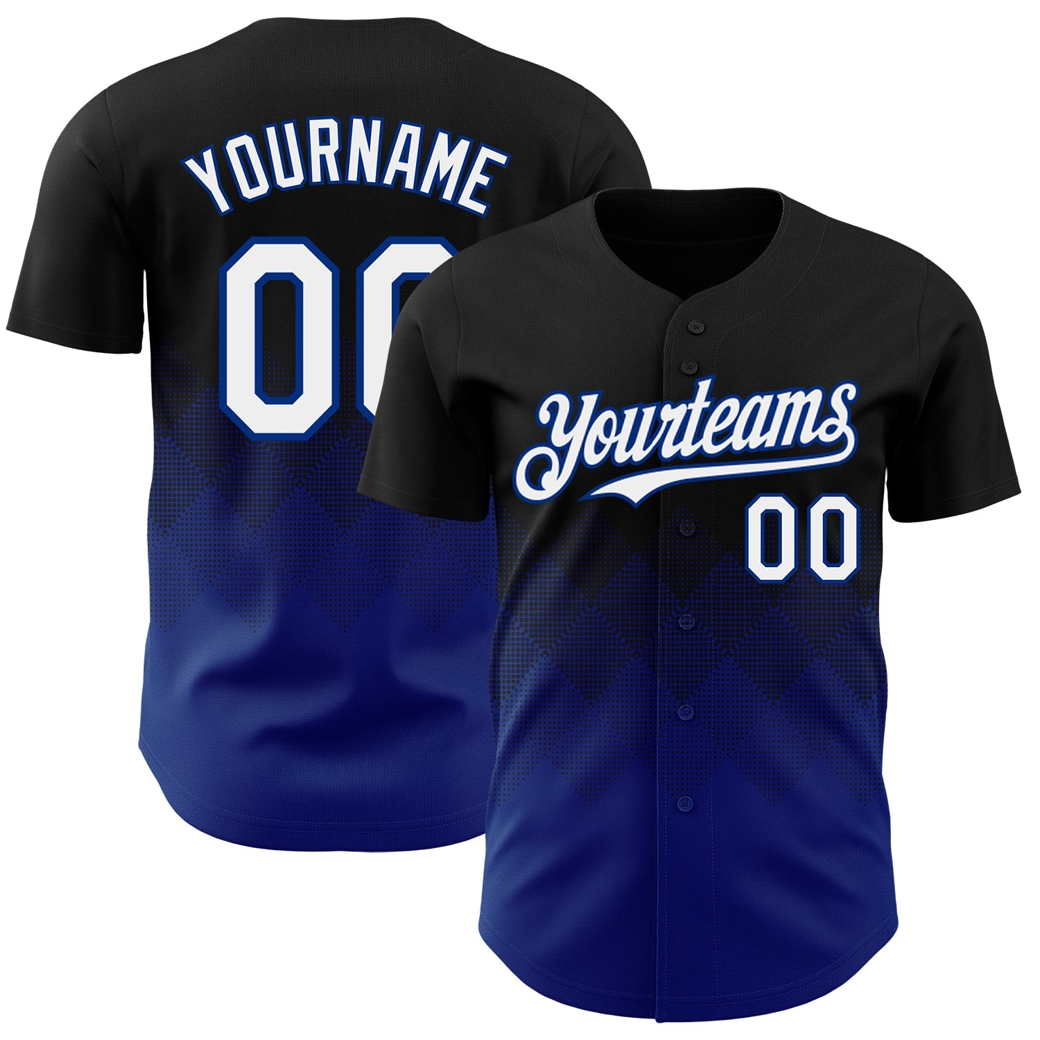 Custom Black White-Royal 3D Gradient Square Shape Authentic Baseball Jersey - Sky-Custom