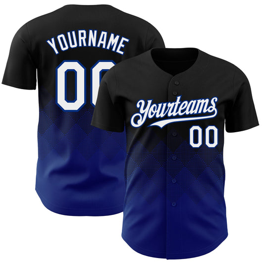 Custom Black White-Royal 3D Gradient Square Shape Authentic Baseball Jersey - Sky-Custom