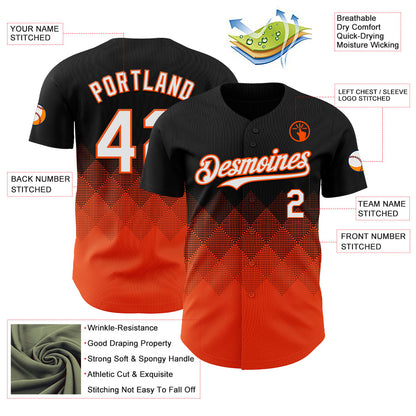 Custom Black White-Orange 3D Gradient Square Shape Authentic Baseball Jersey - Sky-Custom