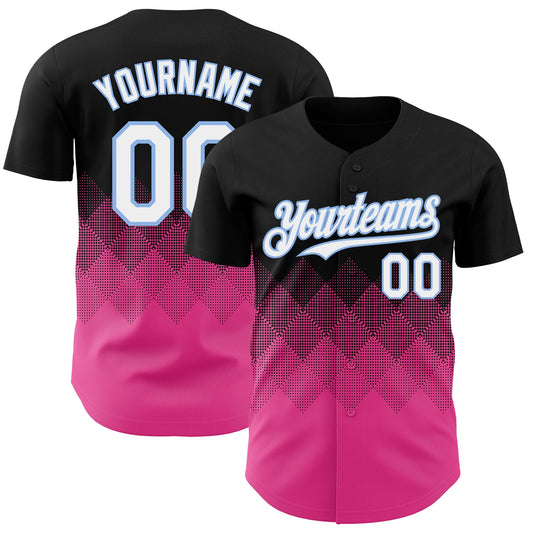 Custom Black White Pink-Light Blue 3D Gradient Square Shape Authentic Baseball Jersey - Sky-Custom