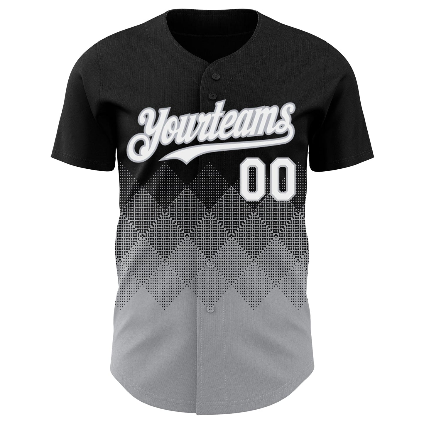 Custom Black White-Gray 3D Gradient Square Shape Authentic Baseball Jersey - Sky-Custom