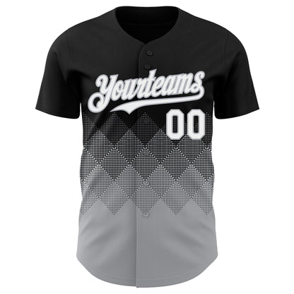 Custom Black White-Gray 3D Gradient Square Shape Authentic Baseball Jersey - Sky-Custom