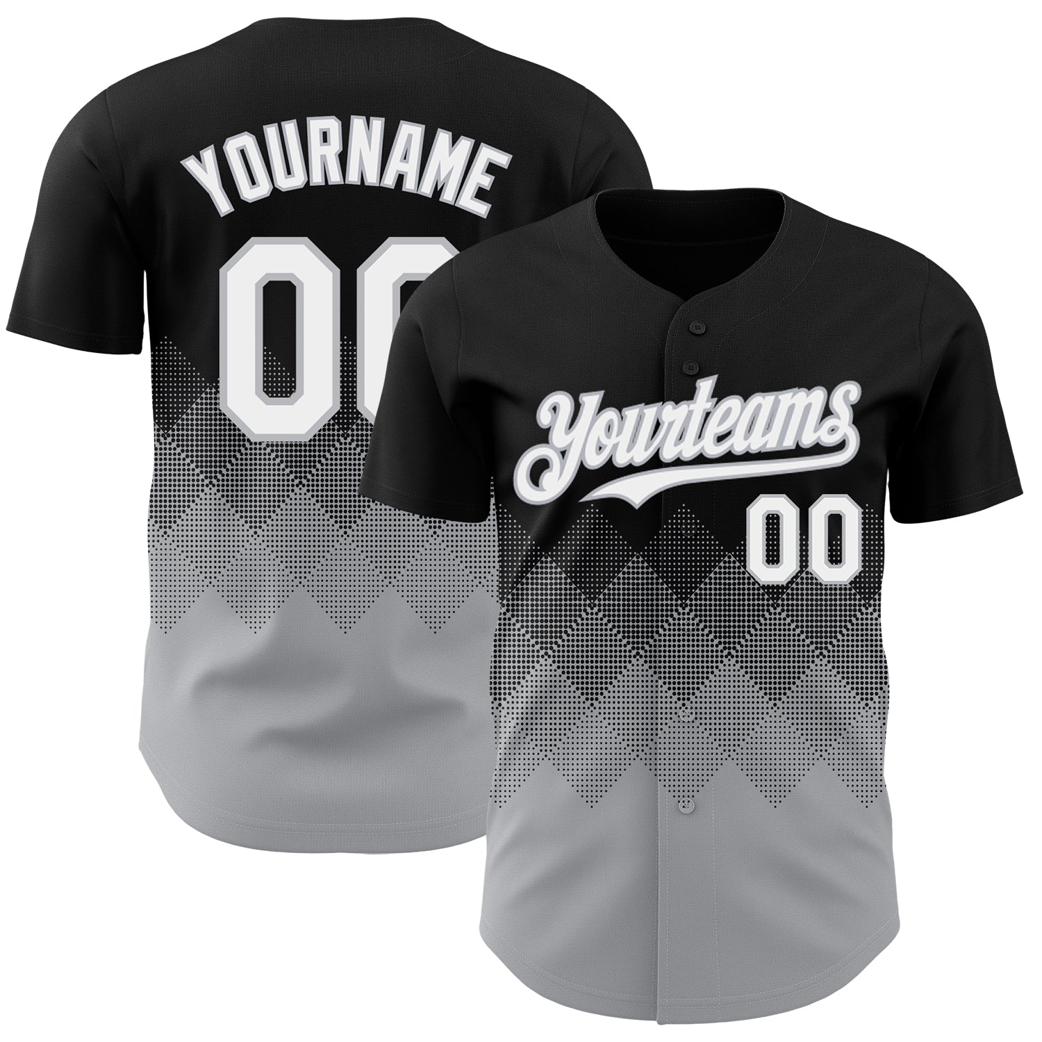 Custom Black White-Gray 3D Gradient Square Shape Authentic Baseball Jersey - Sky-Custom
