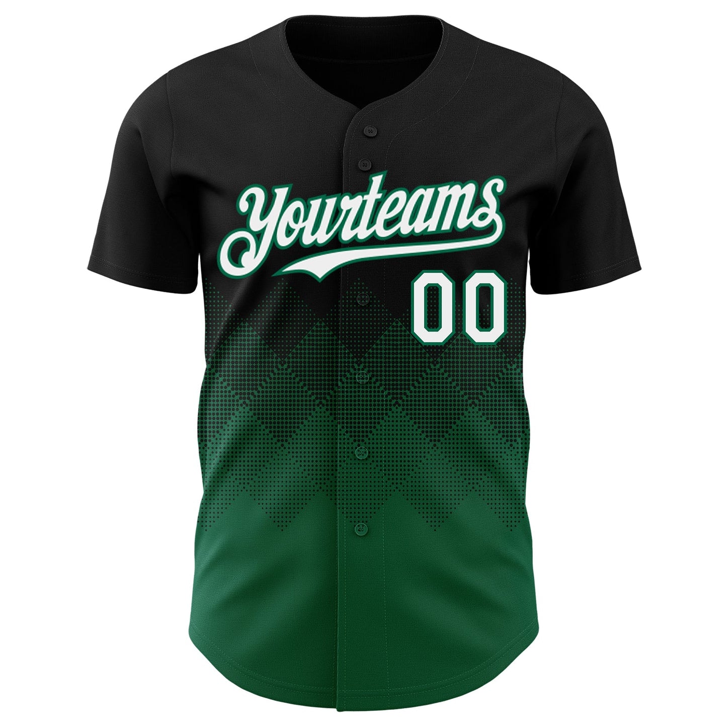 Custom Black White-Kelly Green 3D Gradient Square Shape Authentic Baseball Jersey - Sky-Custom