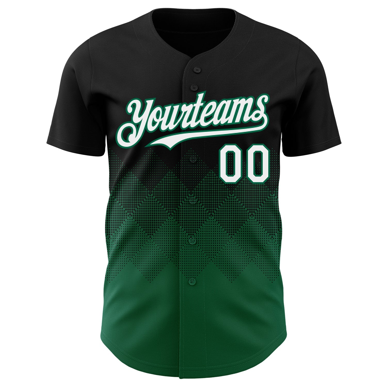 Custom Black White-Kelly Green 3D Gradient Square Shape Authentic Baseball Jersey - Sky-Custom
