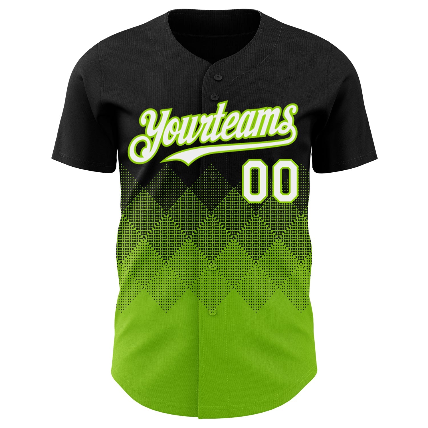 Custom Black White-Neon Green 3D Gradient Square Shape Authentic Baseball Jersey - Sky-Custom