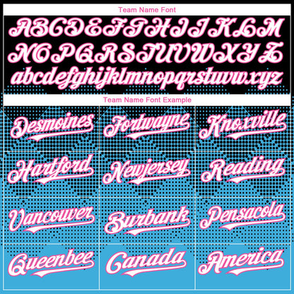 Custom Black White Sky Blue-Pink 3D Gradient Square Shape Authentic Baseball Jersey - Sky-Custom