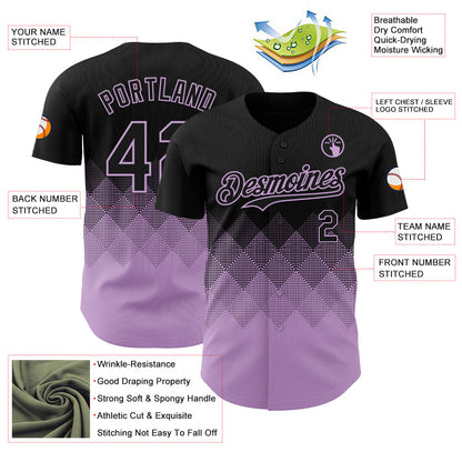Custom Black Light Purple 3D Gradient Square Shape Authentic Baseball Jersey - Sky-Custom