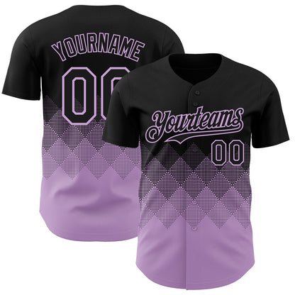 Custom Black Light Purple 3D Gradient Square Shape Authentic Baseball Jersey - Sky-Custom