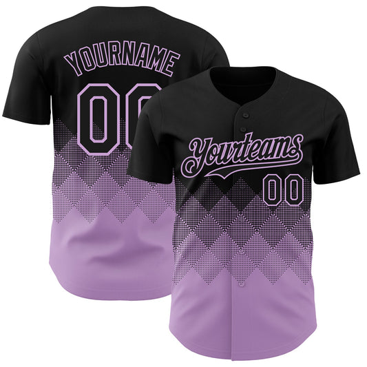 Custom Black Light Purple 3D Gradient Square Shape Authentic Baseball Jersey - Sky-Custom
