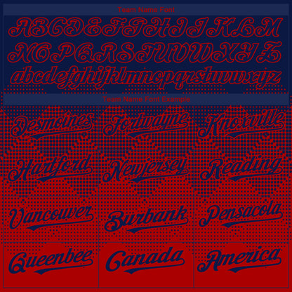 Custom Navy Red 3D Gradient Square Shape Authentic Baseball Jersey - Sky-Custom